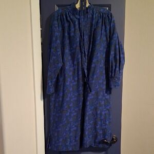 Chic Blue Geometric Long Sleeve Dress